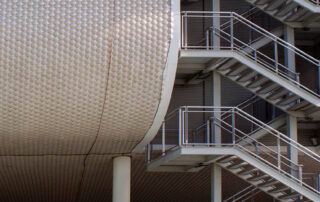 rising stairs of a metalic building